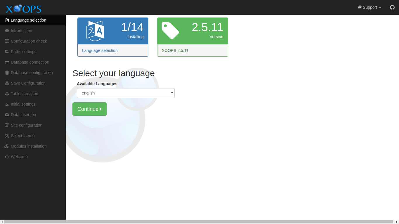 XOOPS Installer Language