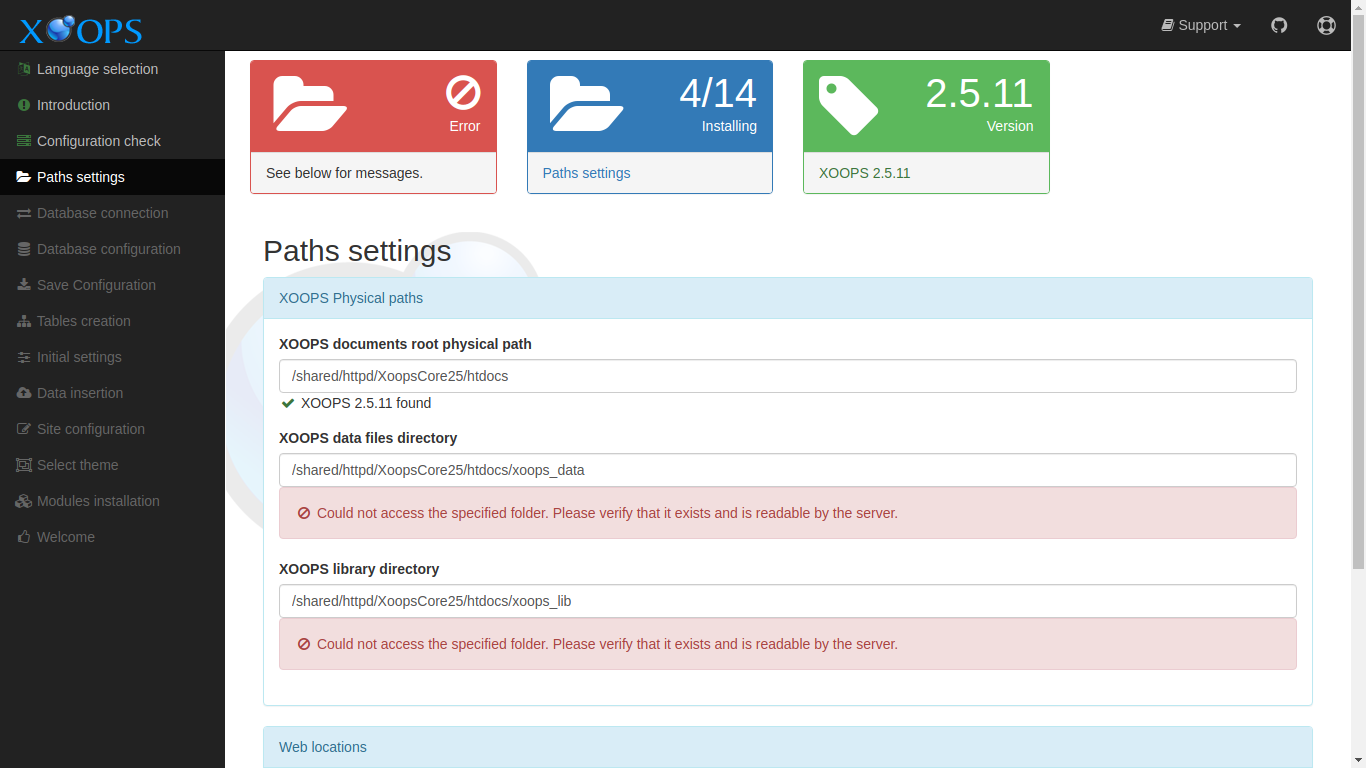 XOOPS Installer Path Settings Error