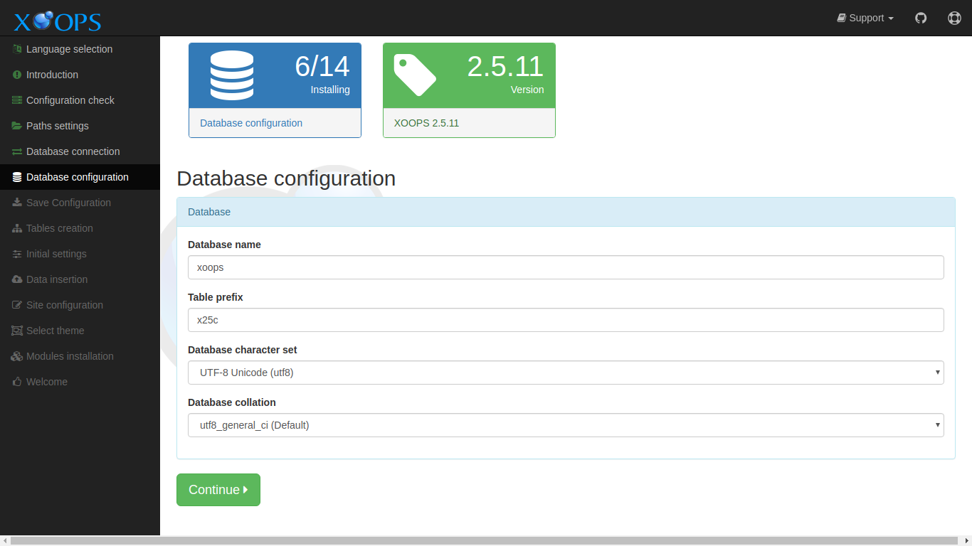XOOPS Installer Database Configuration