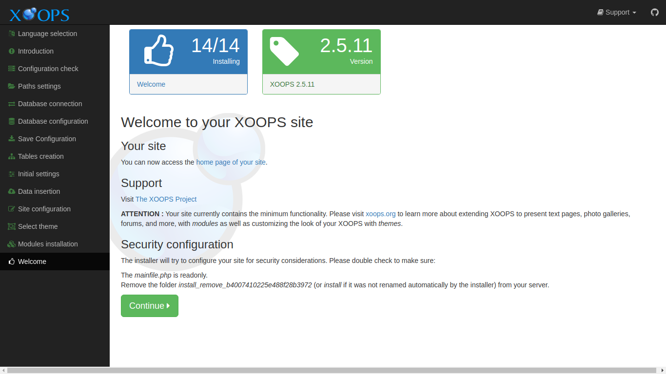 XOOPS Installer Welcome