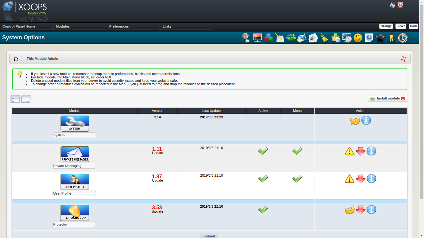 XOOPS Update Other Modules