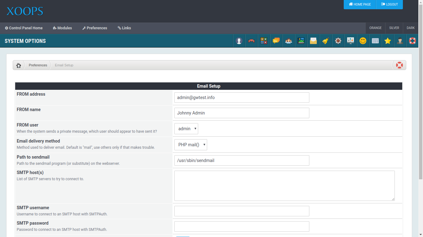 XOOPS Email Configuration